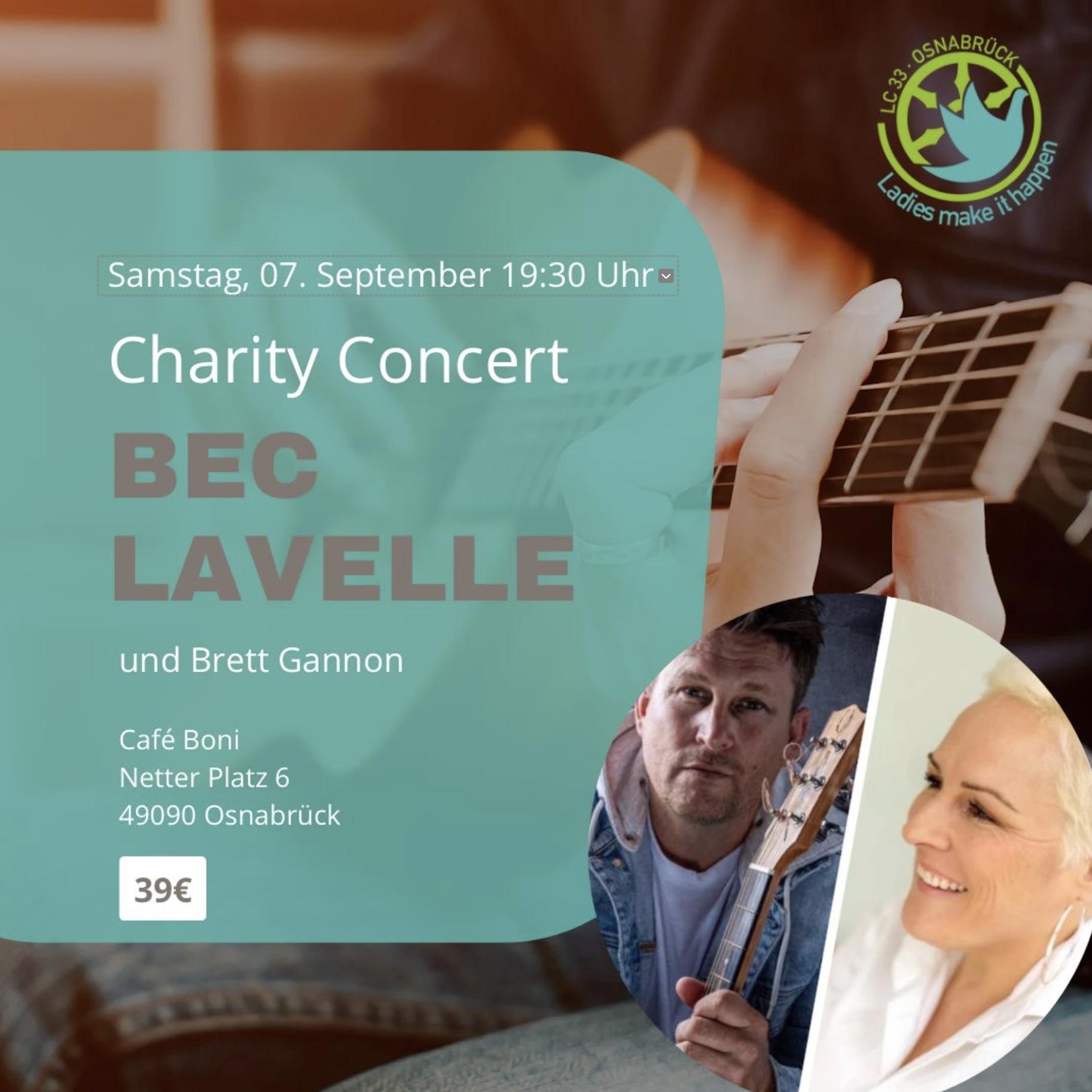 Charity Concert für KUKUK: Bec Lavelle und Brett Gannon kommen ins Café Boni